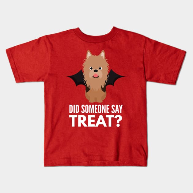 Australian Terrier Halloween Trick or Treat Kids T-Shirt by DoggyStyles
